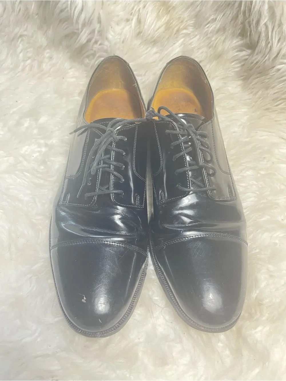 Cole Haan Black Leather Cap-Toe Oxfords